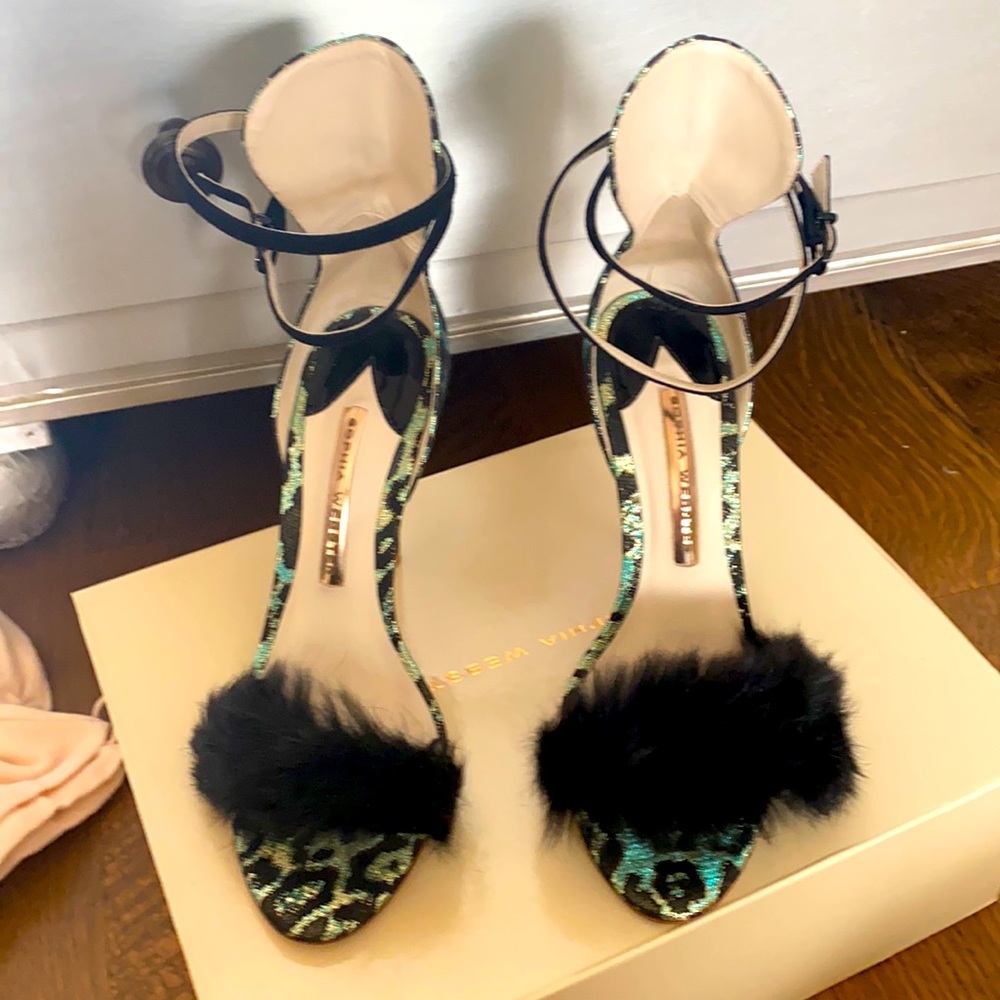 Sophia Webster Shaw heeled sandals in green/black